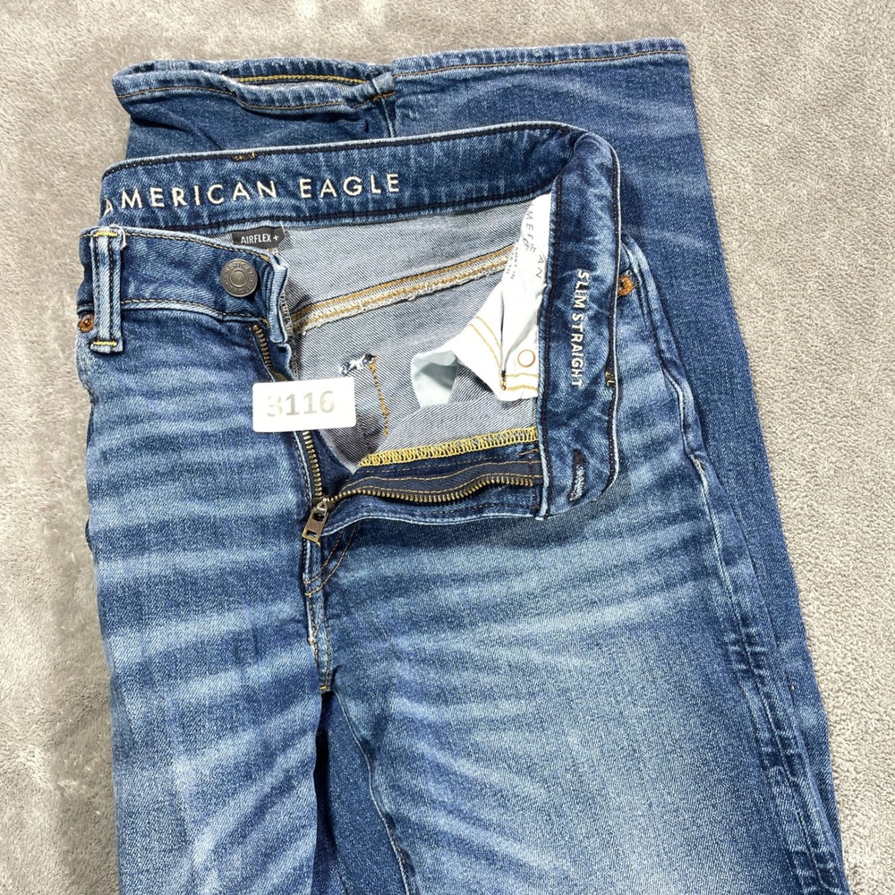American Eagle Slim Straight Jeans Men 30x31 Blue Airflex+ Medium Wash
